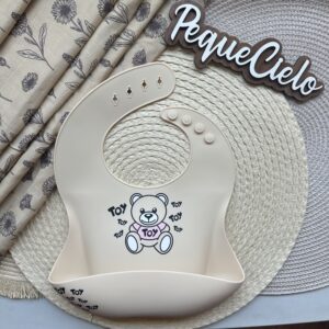 Babero de silicona “Moschino” Beige-Rosa